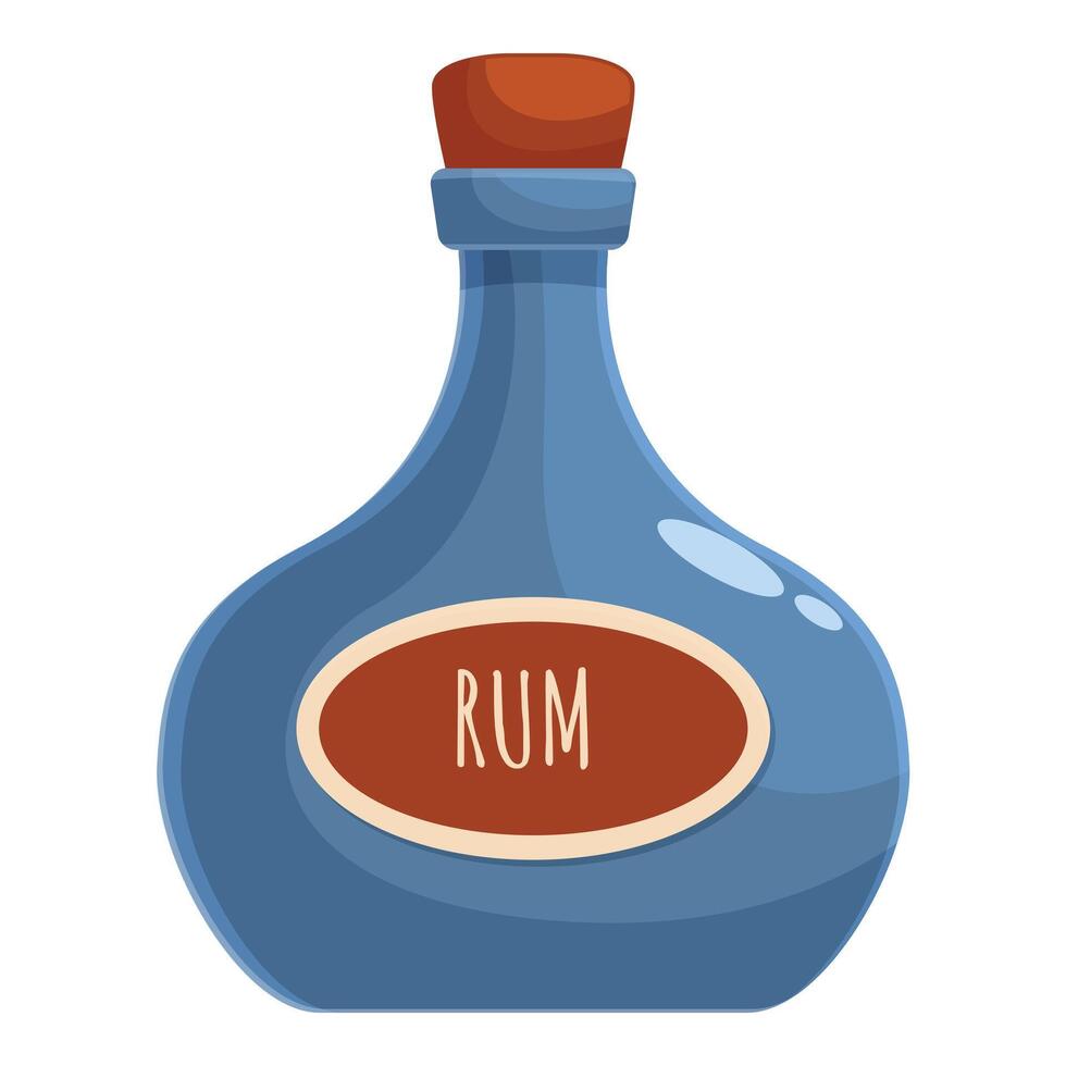 Blue bottle of rum standing on white background vector