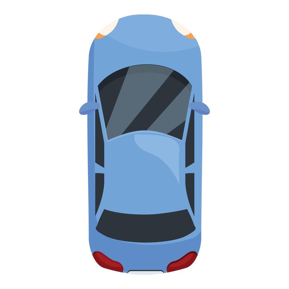 Bird's eye view of a blue car isolated on a white background vector