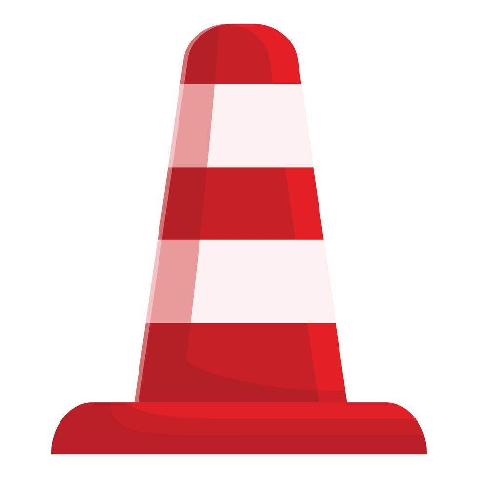 Red and white striped traffic cone standing up vector