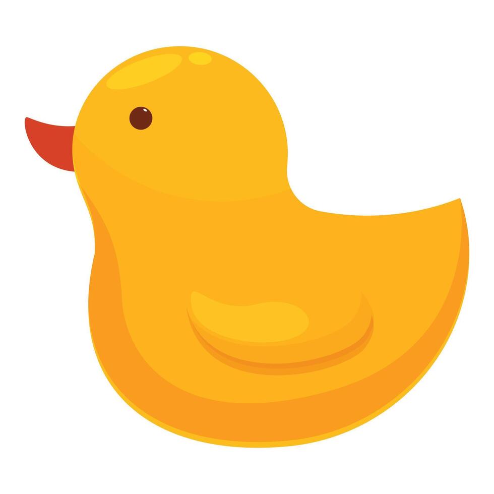 Cute yellow rubber duck floating on water surface vector
