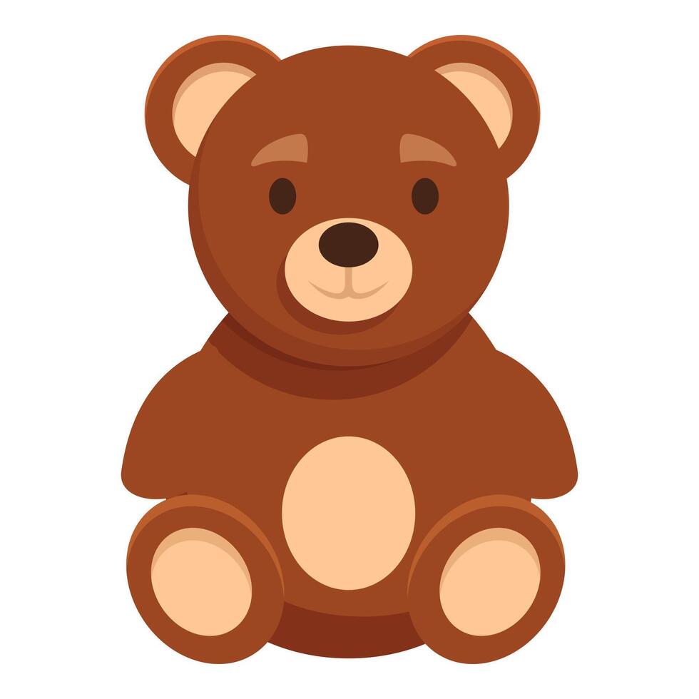 Cute brown teddy bear sitting down with a happy expression vector