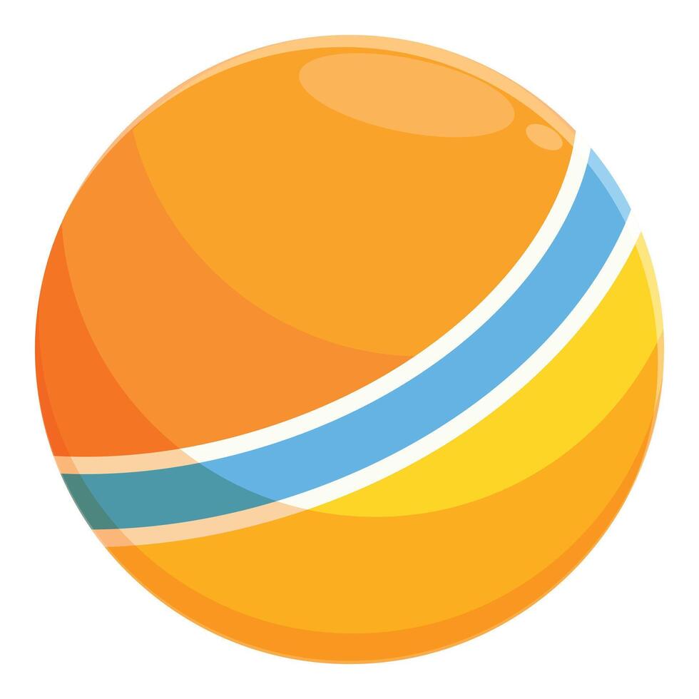 Round rubber ball with blue and yellow stripes for playing vector