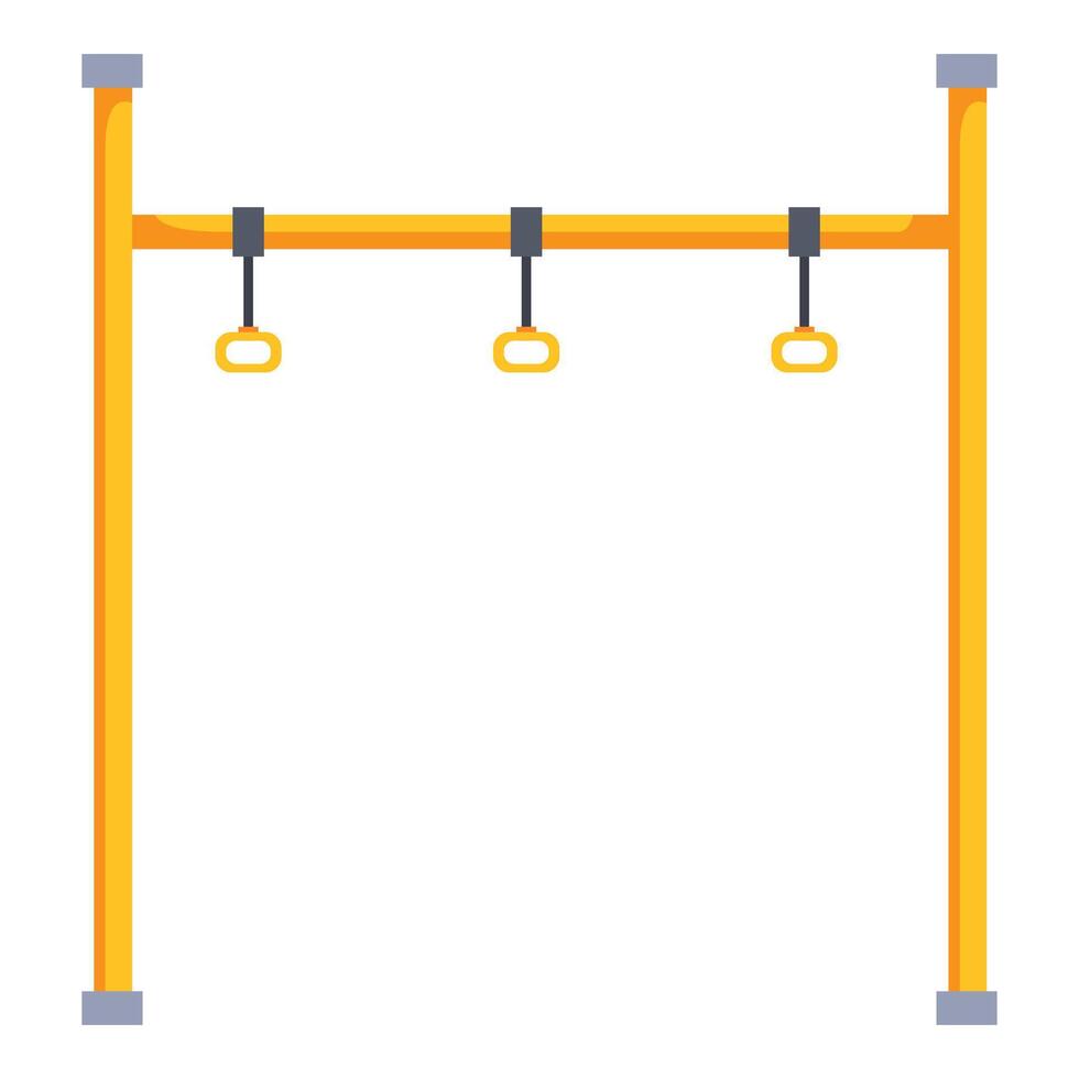 Yellow horizontal bar with hanging rings for children playground vector