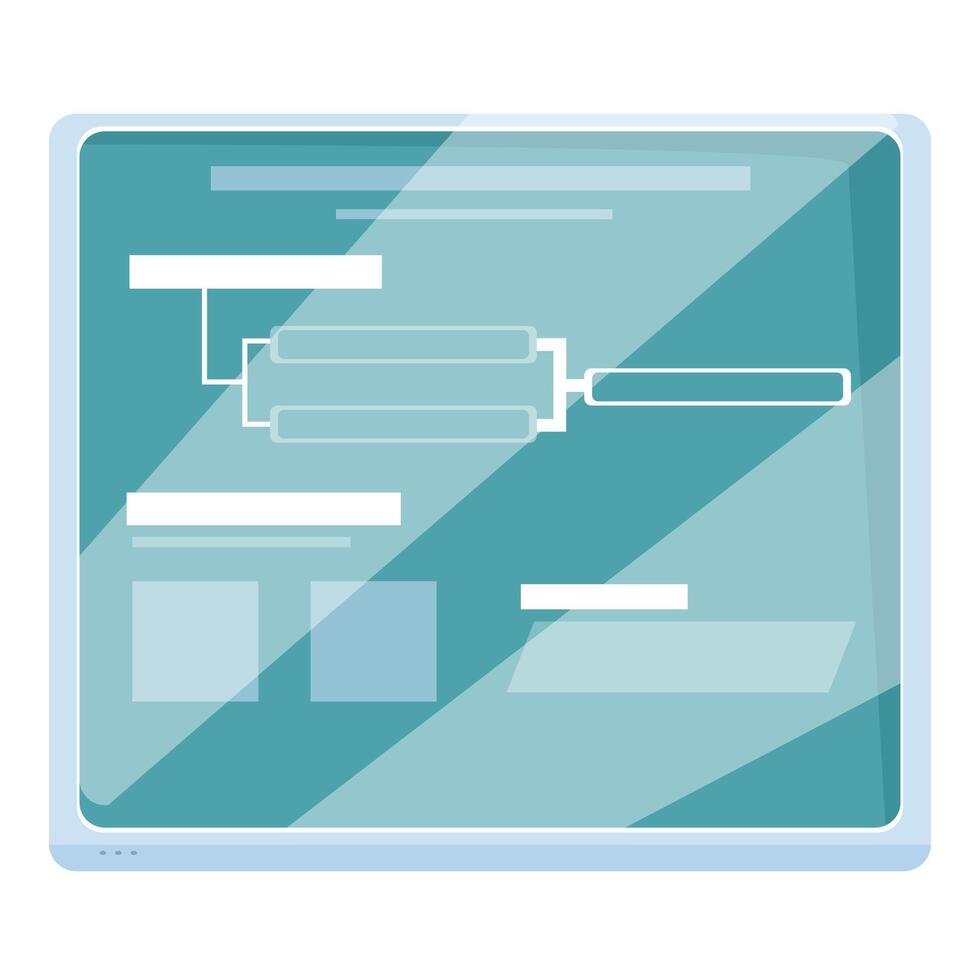 Modern touch screen display showing flowchart for business meeting vector