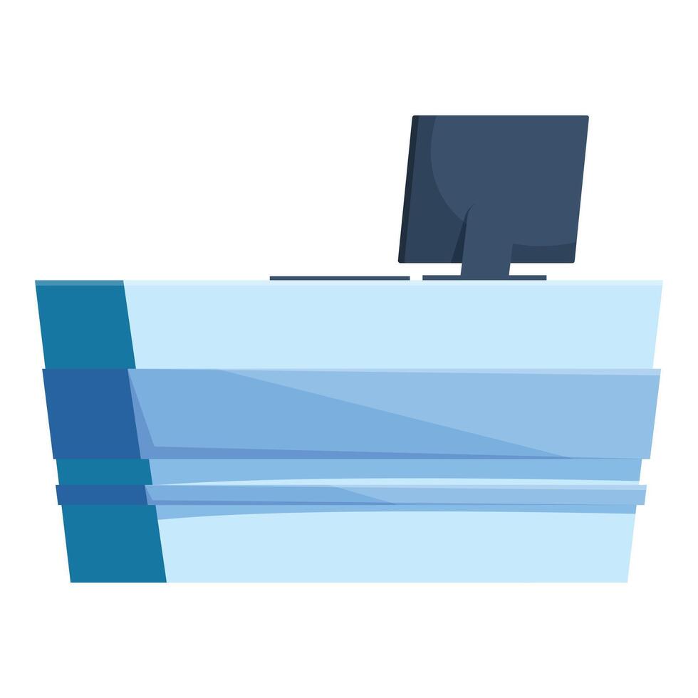 Reception desk with computer standing in empty hall vector
