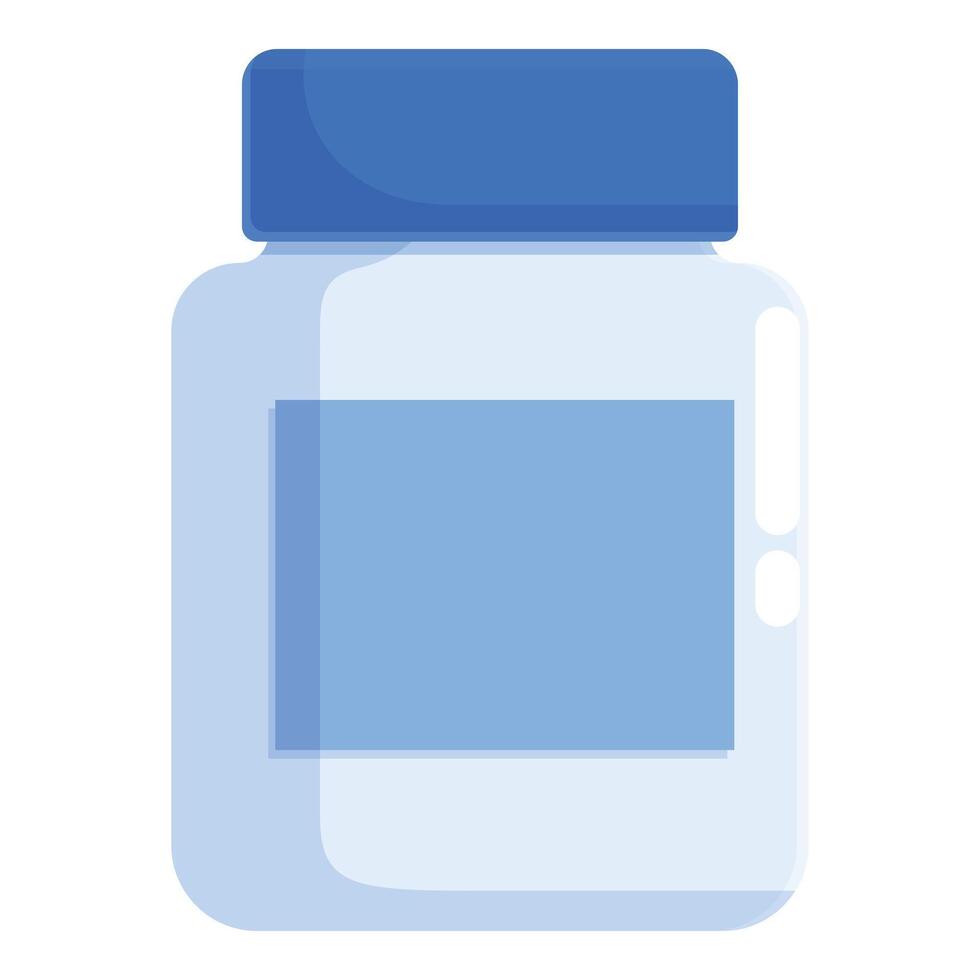 Blue transparent jar with blue label and blue cap is waiting to be filled vector