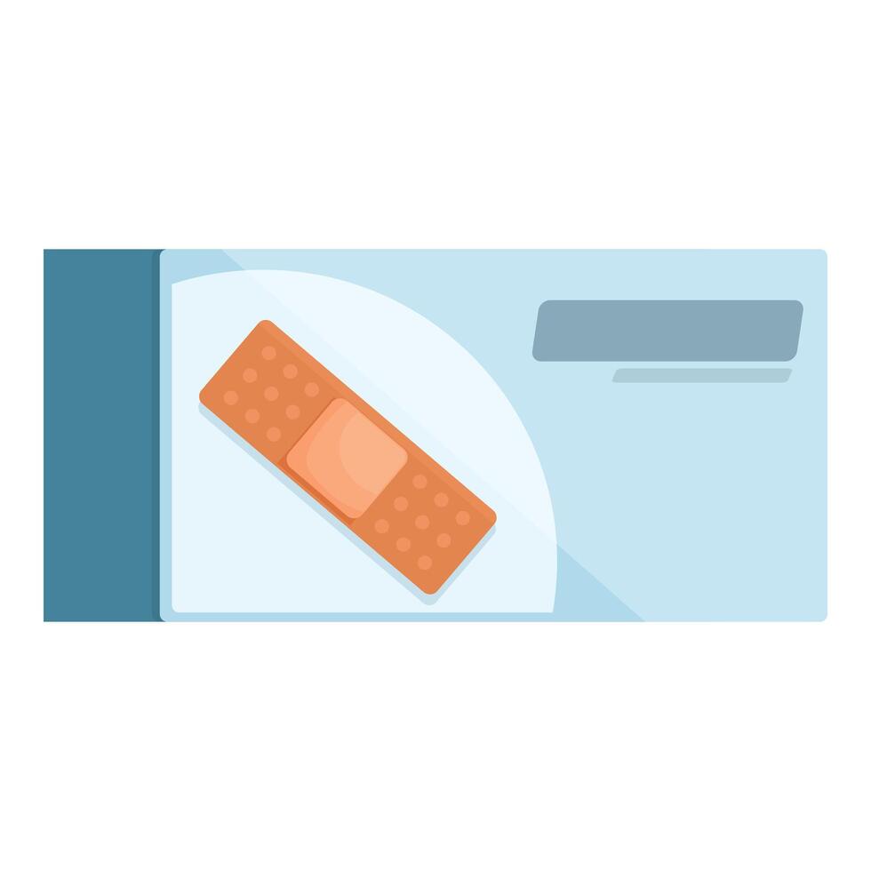 Adhesive bandage lying on top of medical plaster box vector
