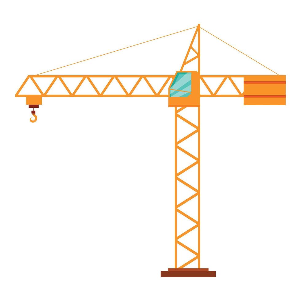 Construction crane lifting building materials on white background vector