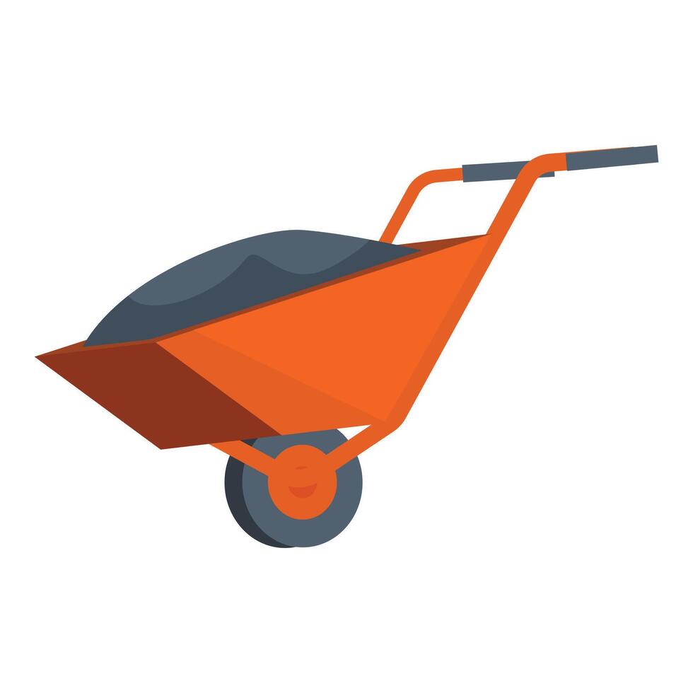 Orange wheelbarrow carrying building materials for construction vector