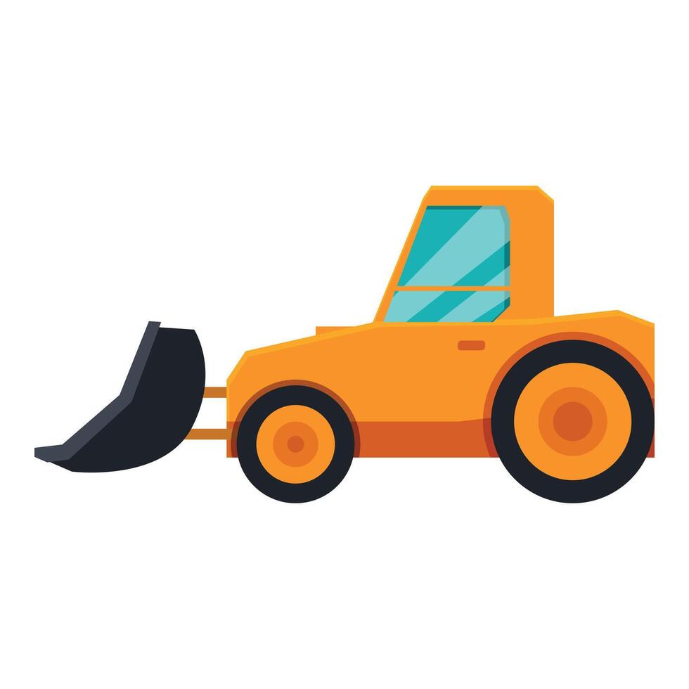 Yellow bulldozer staying on a construction site vector
