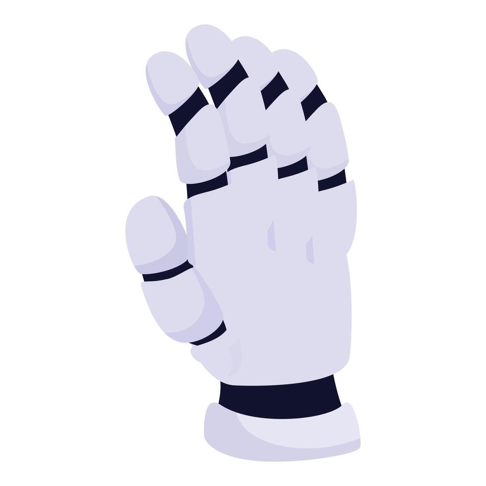 Robot hand making stop gesture with open palm vector