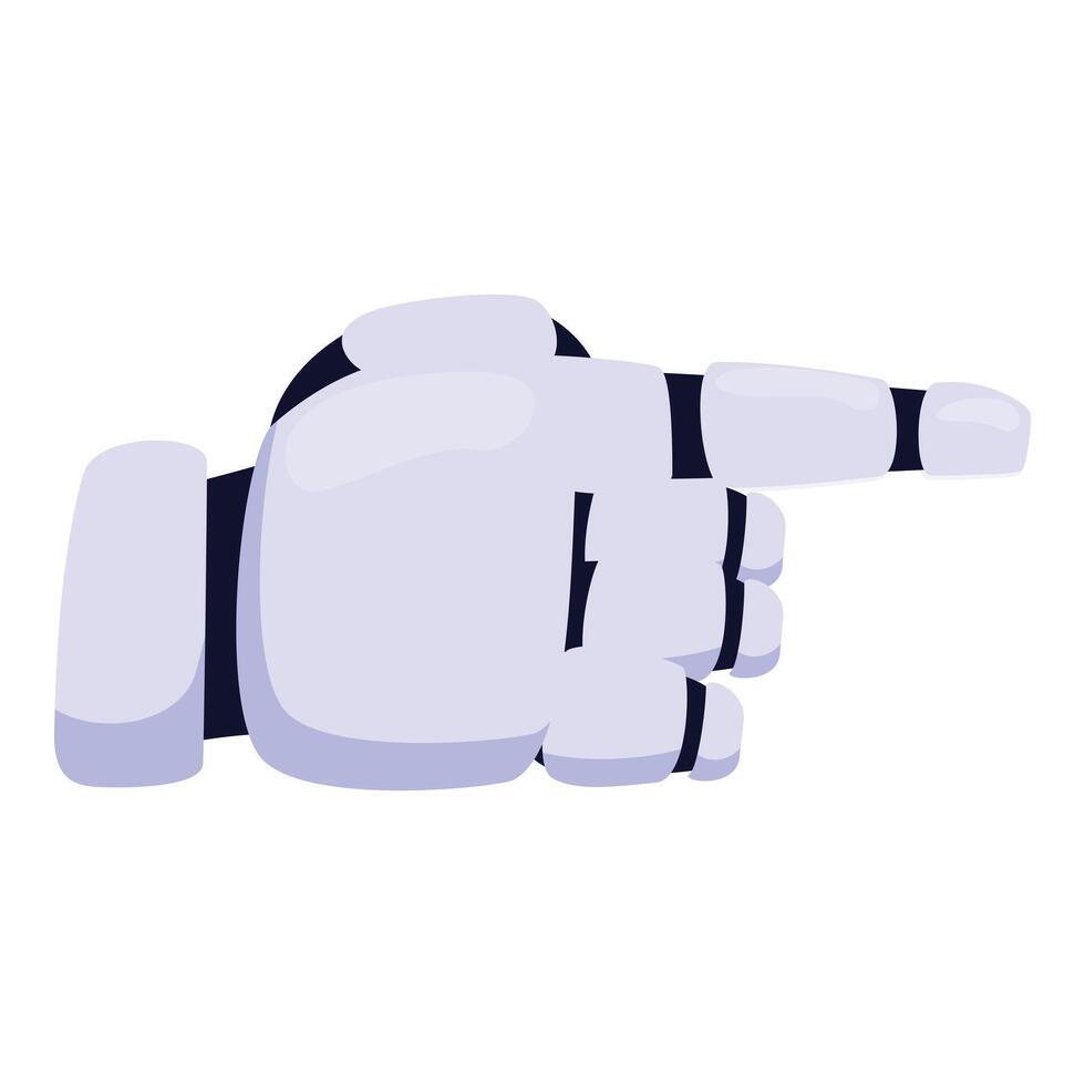 Robot hand pointing right with index finger vector