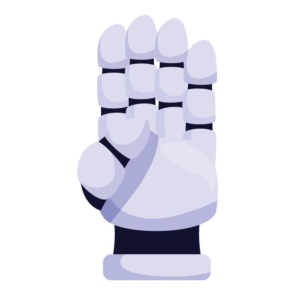 Cartoon robot hand showing four fingers gesture vector