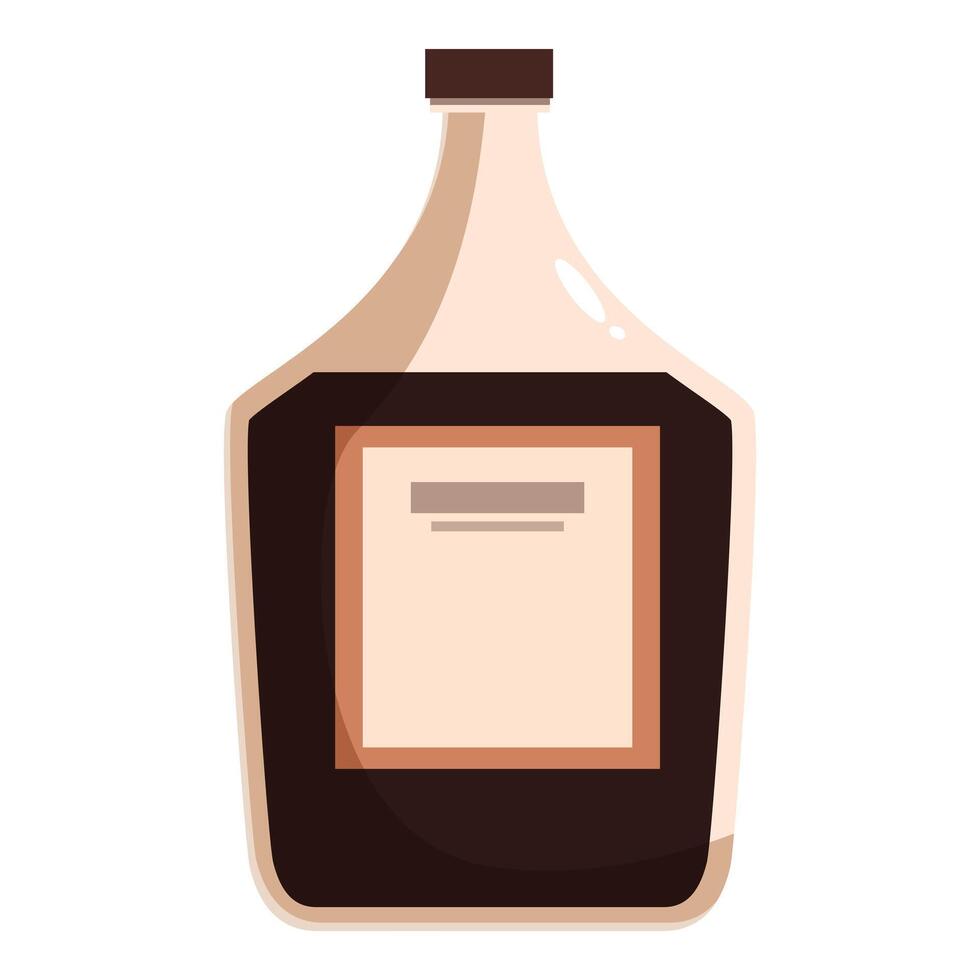 Glass bottle containing dark liquor with blank label vector