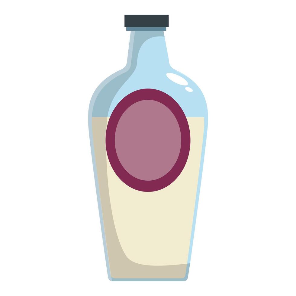Glass bottle containing liquid with blank label for branding vector