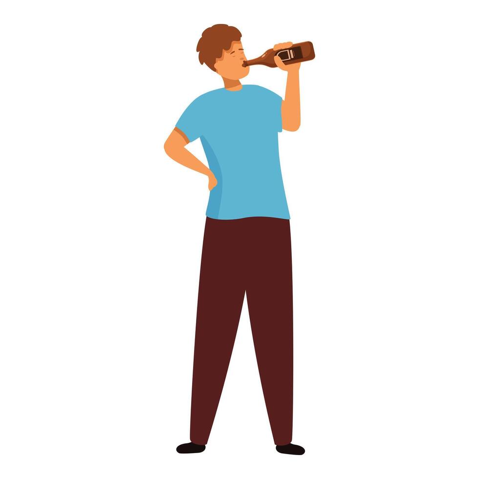 Young man is enjoying a refreshing beverage vector