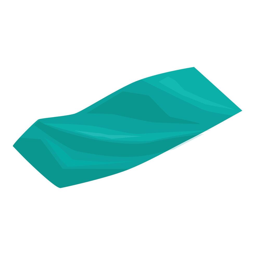 Turquoise fabric with folds is developing in the wind vector