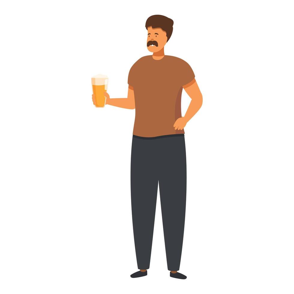 Young man is enjoying a refreshing beer vector