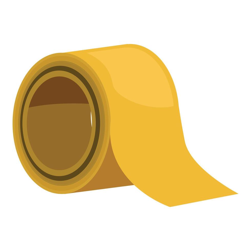 Yellow duct tape roll unrolling to stick and fix vector