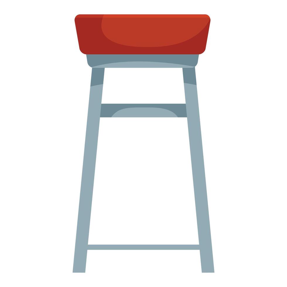 Red padded stool standing on white background vector