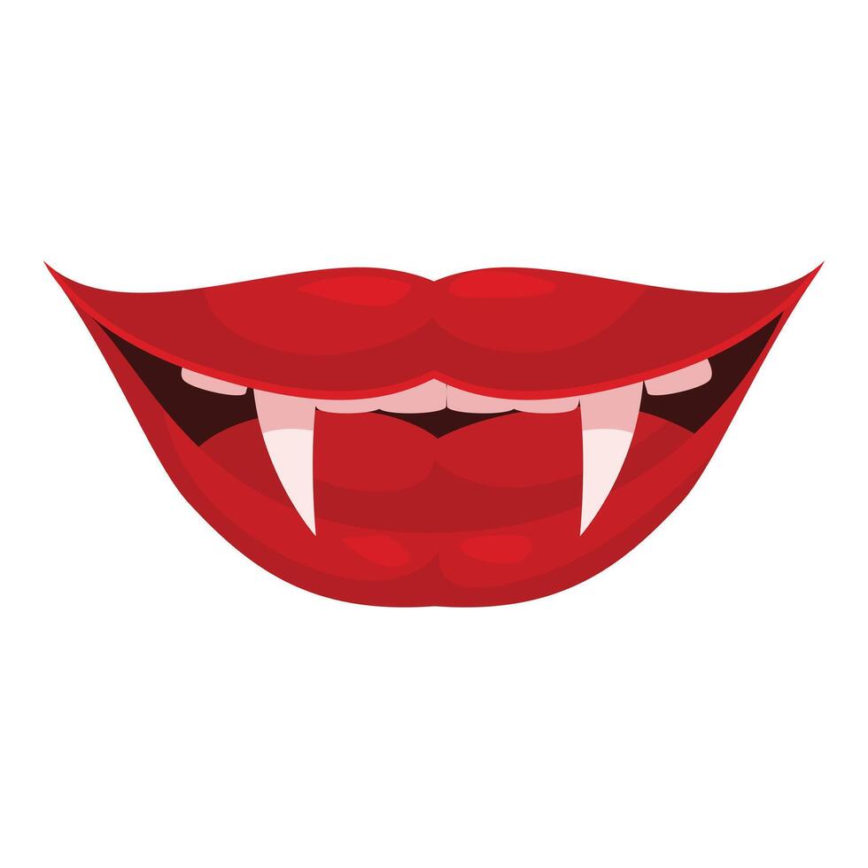 Red lips showing fangs baring teeth for halloween costume vector