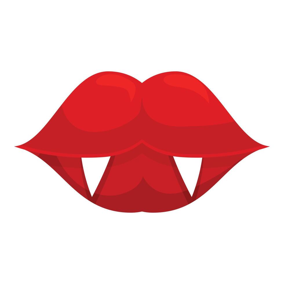 Red vampire lips showing fangs illustration vector