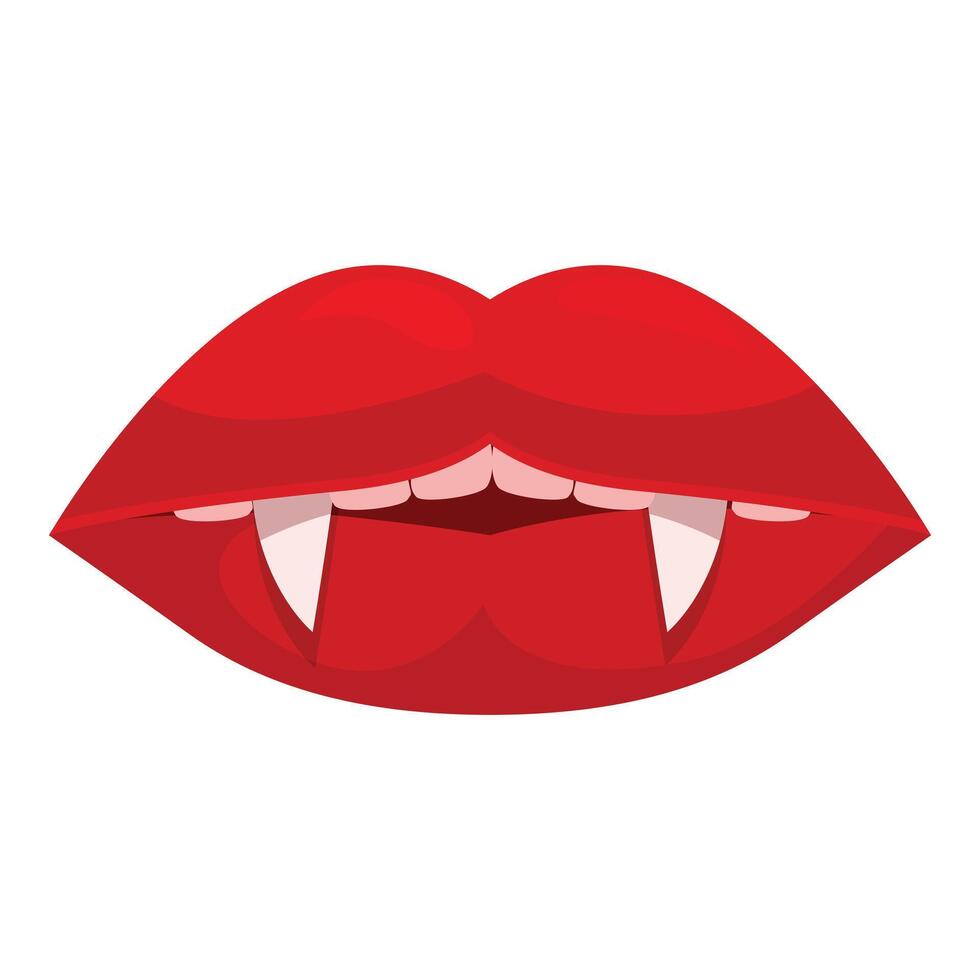 Scary red lips showing fangs baring teeth for halloween vector