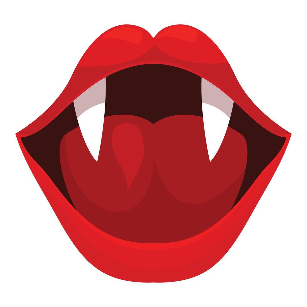 Open vampire mouth showing fangs and tongue vector