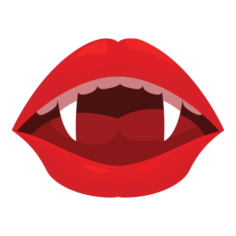 Red vampire lips showing fangs illustration vector