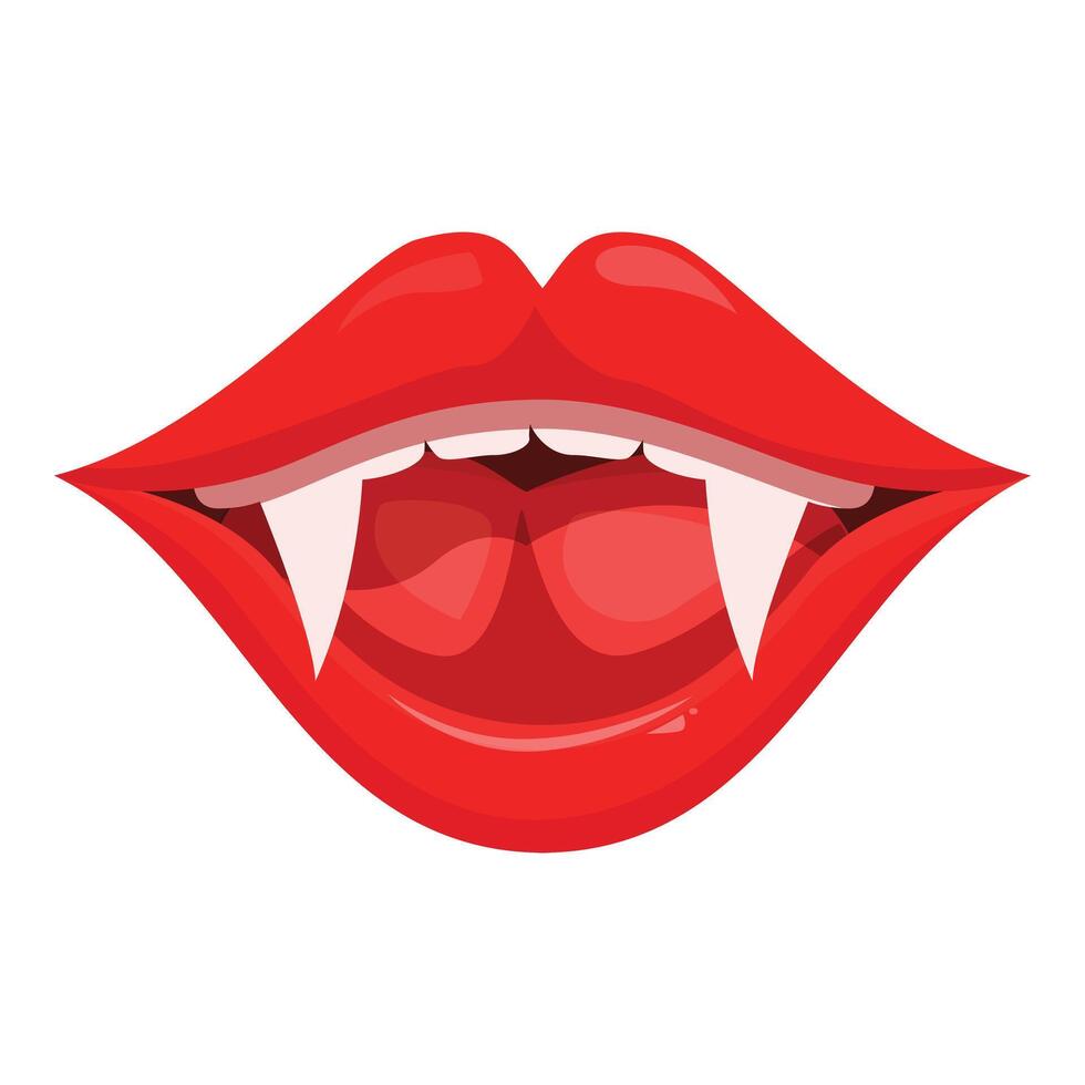 Vampire woman mouth showing fangs baring teeth vector