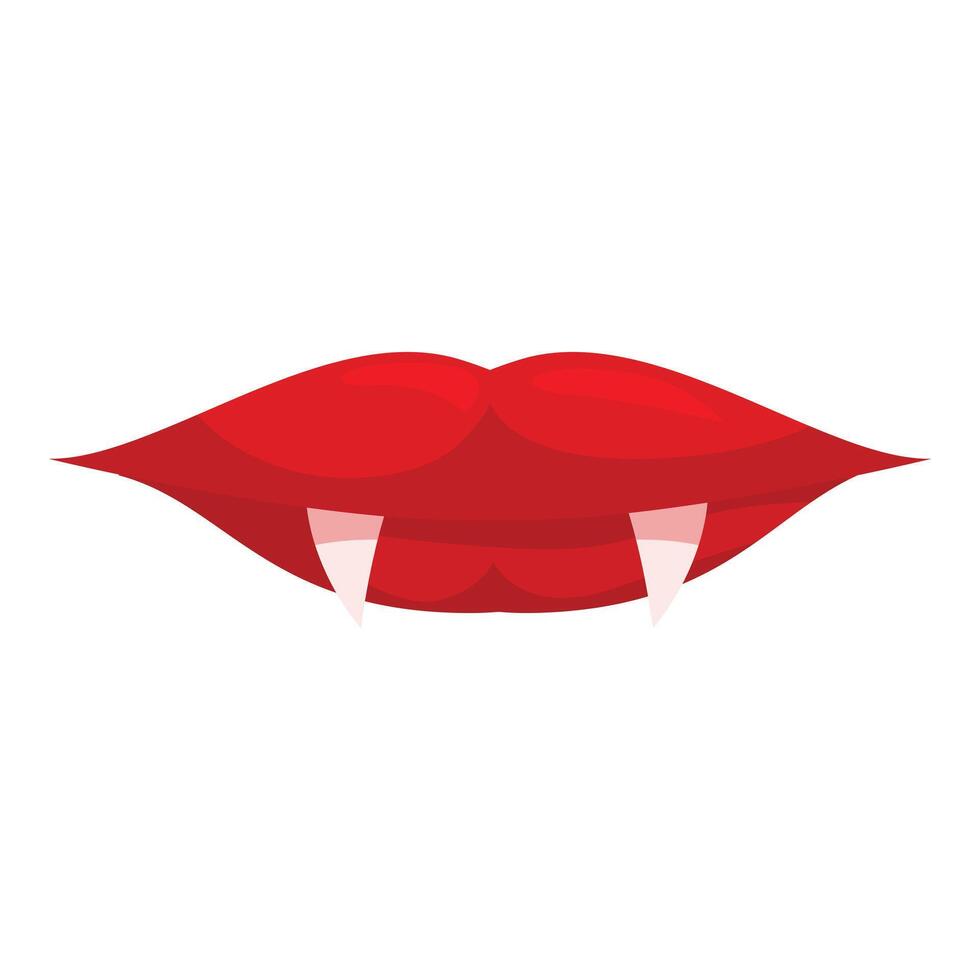 Red lips showing fangs for halloween party vector