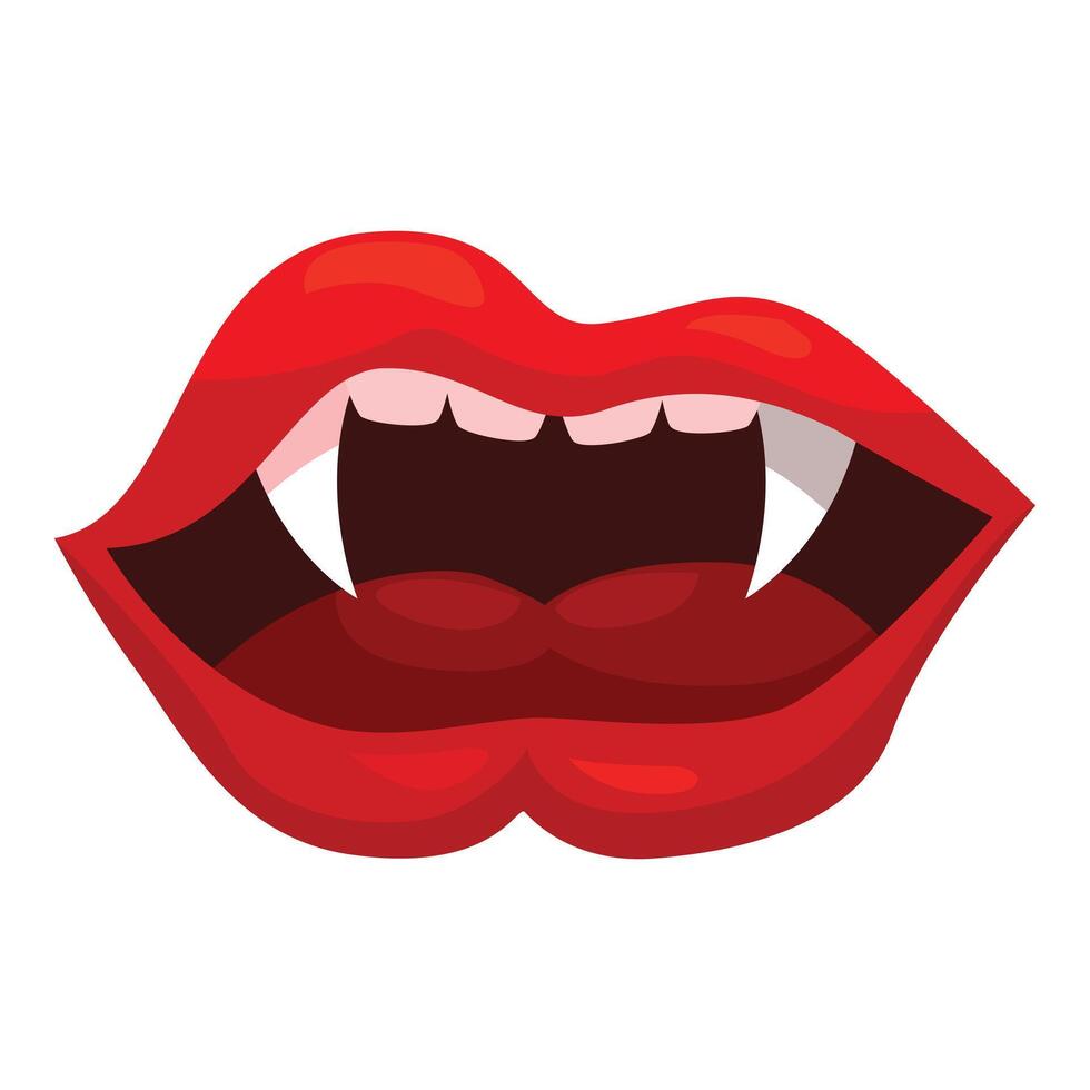 Red vampire lips showing fangs baring teeth vector