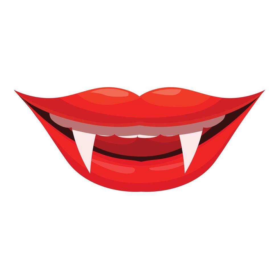 Vampire woman mouth showing fangs while smiling vector
