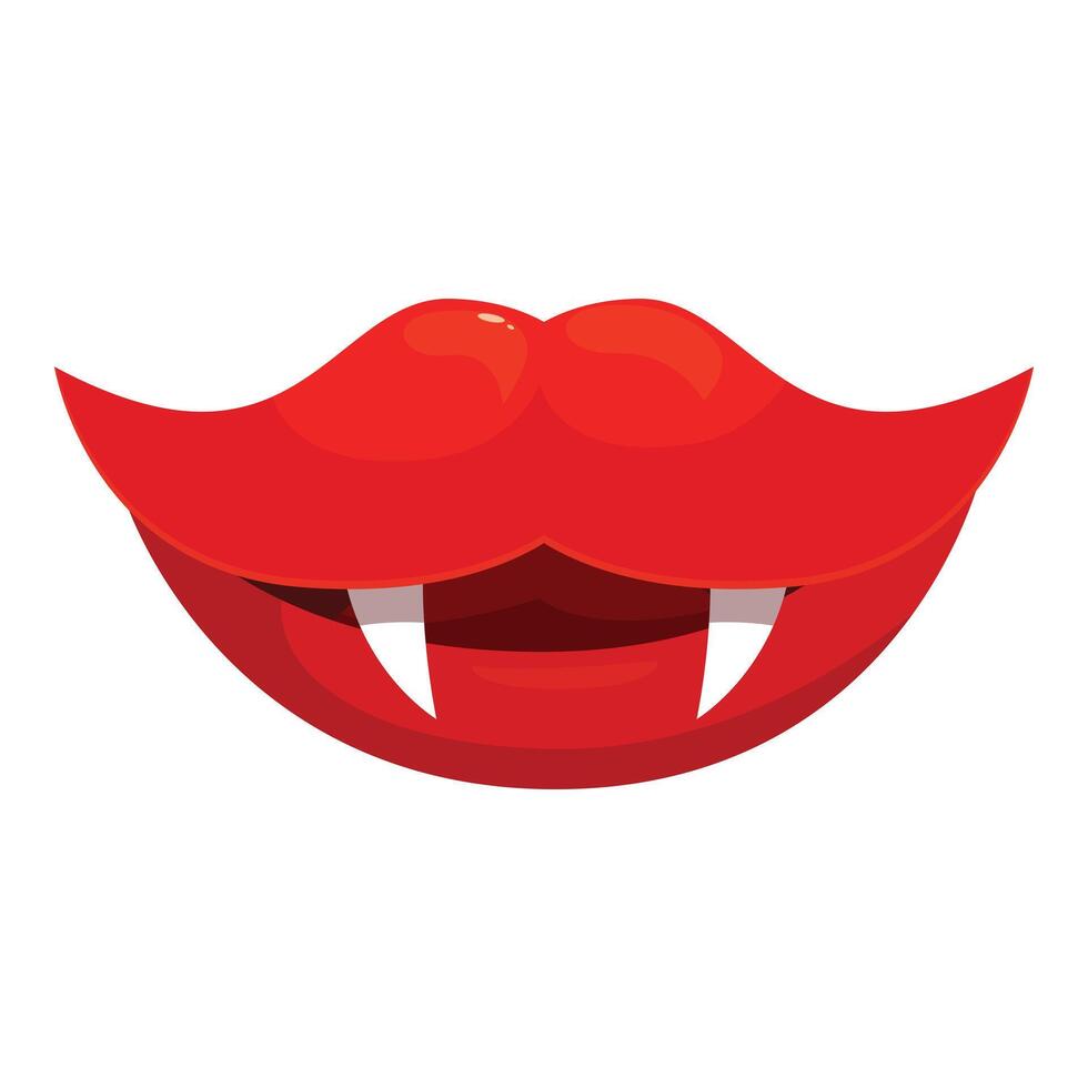 Vampire woman mouth showing fangs biting lip illustration vector