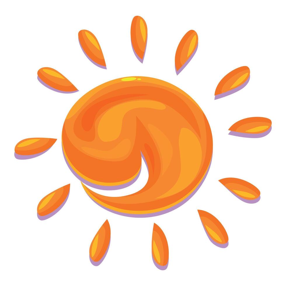 Smiling orange cartoon sun shining with its rays vector