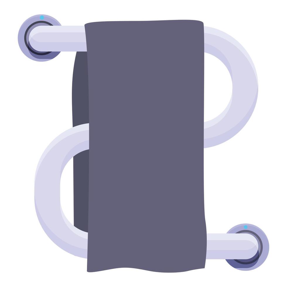 Heated towel rail drying a towel in a modern bathroom vector