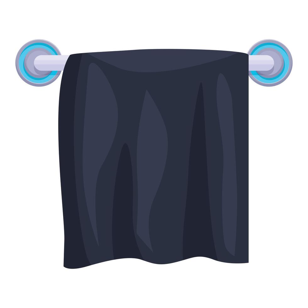 Black towel hanging on metallic hanger bar vector