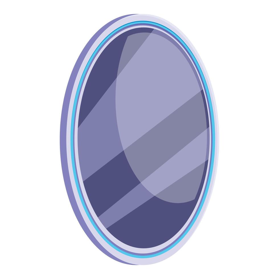 Futuristic round mirror with neon light glowing in bathroom vector