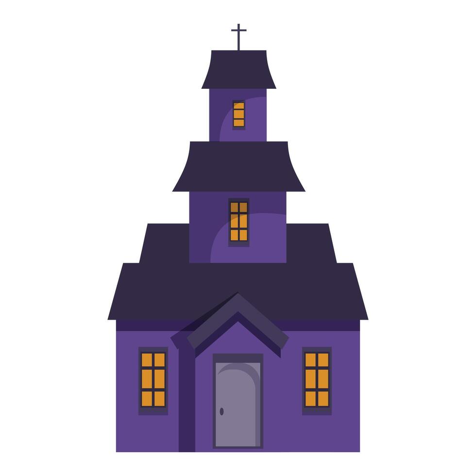 Scary church with glowing windows for halloween party invitation vector