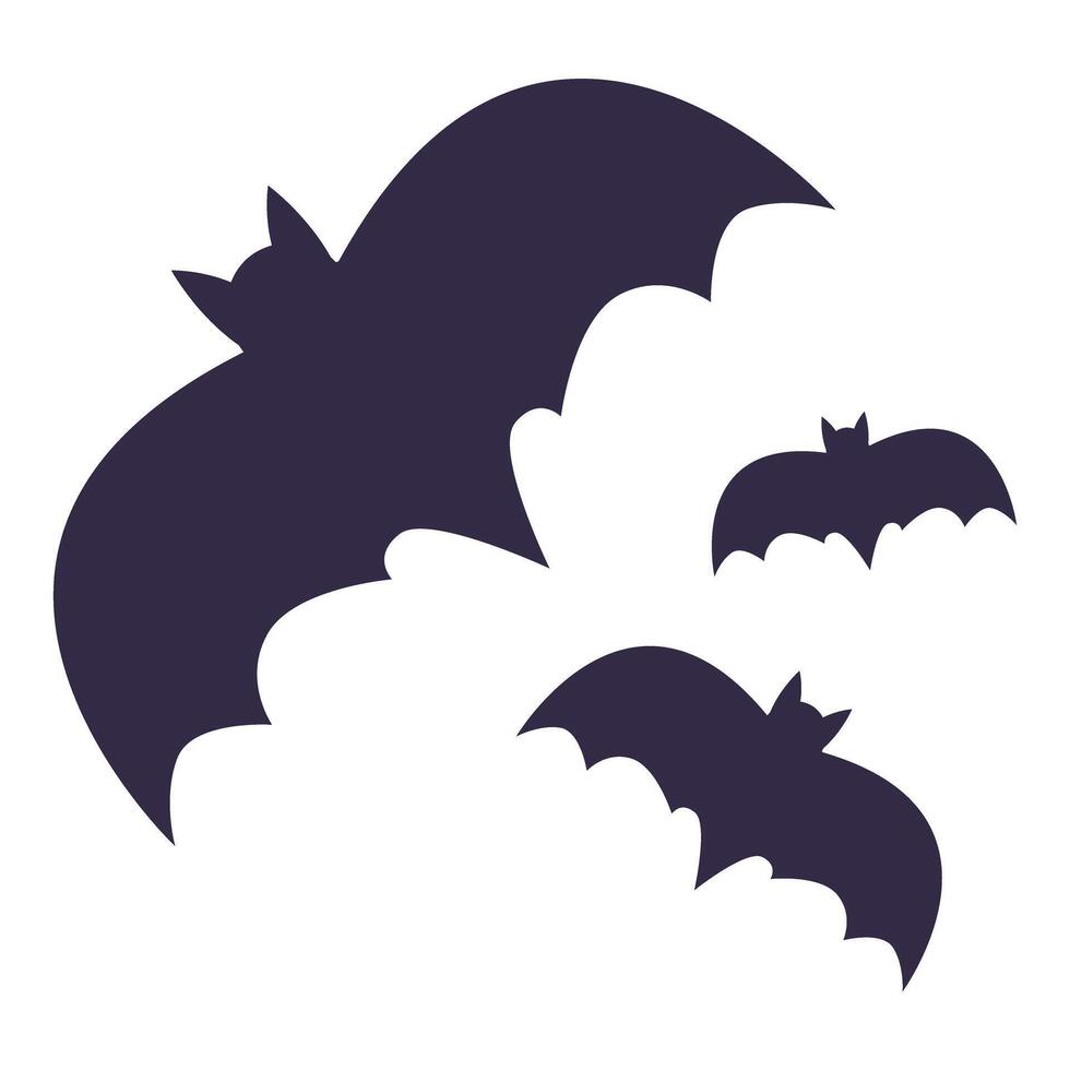 Silhouette illustration of three bats flying vector