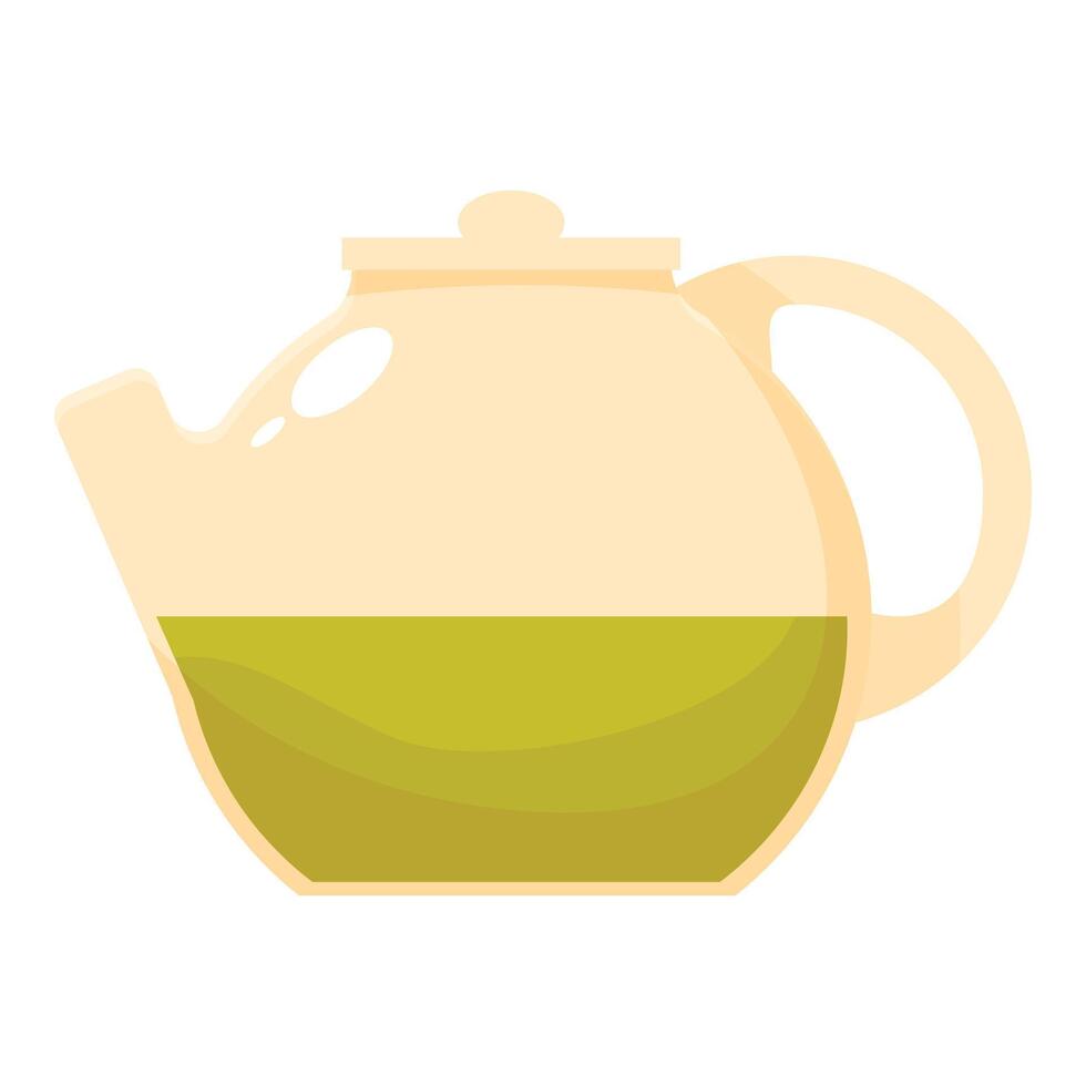 Glass teapot containing green tea isolated on white background vector
