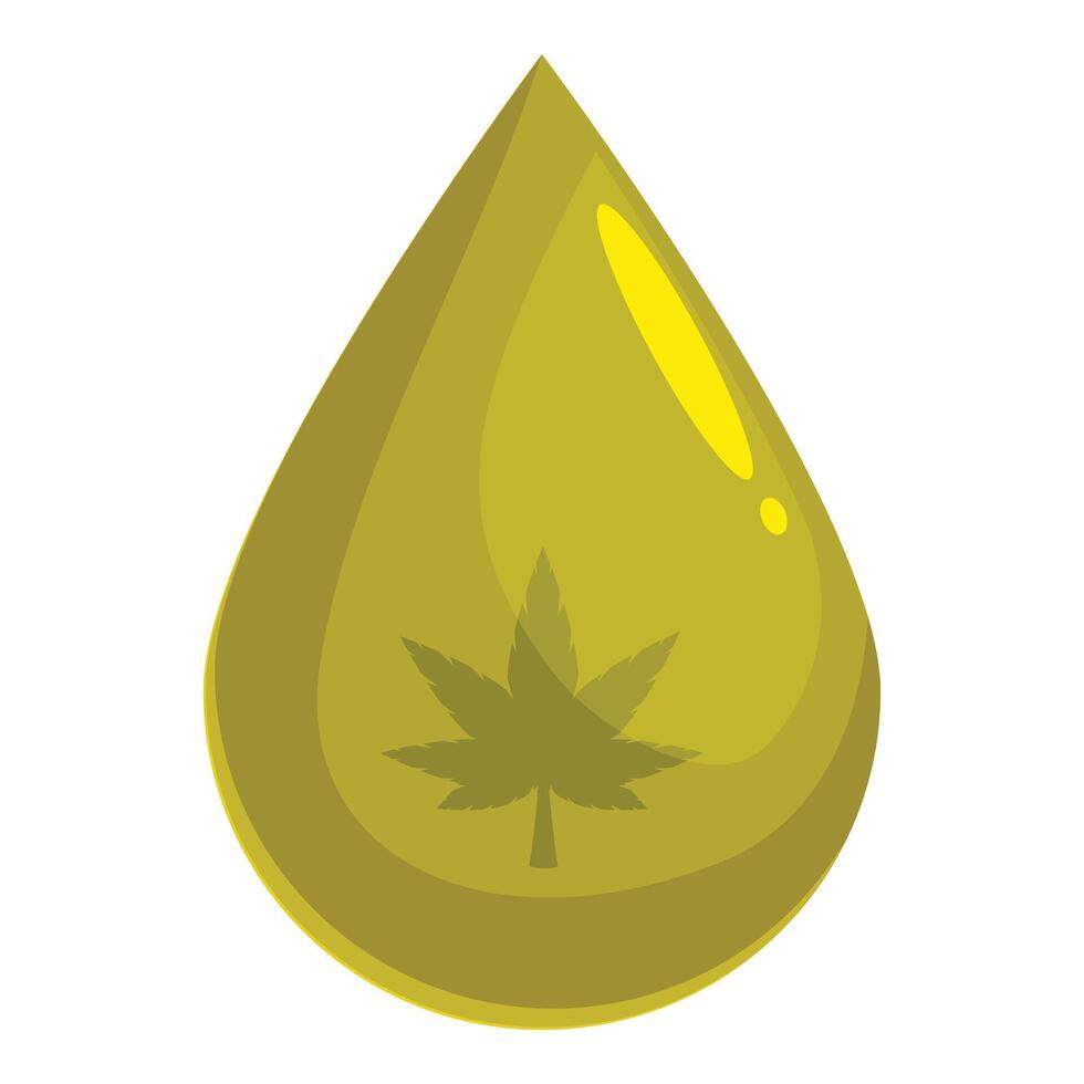 Big golden drop of cannabis oil containing thc and cbd vector