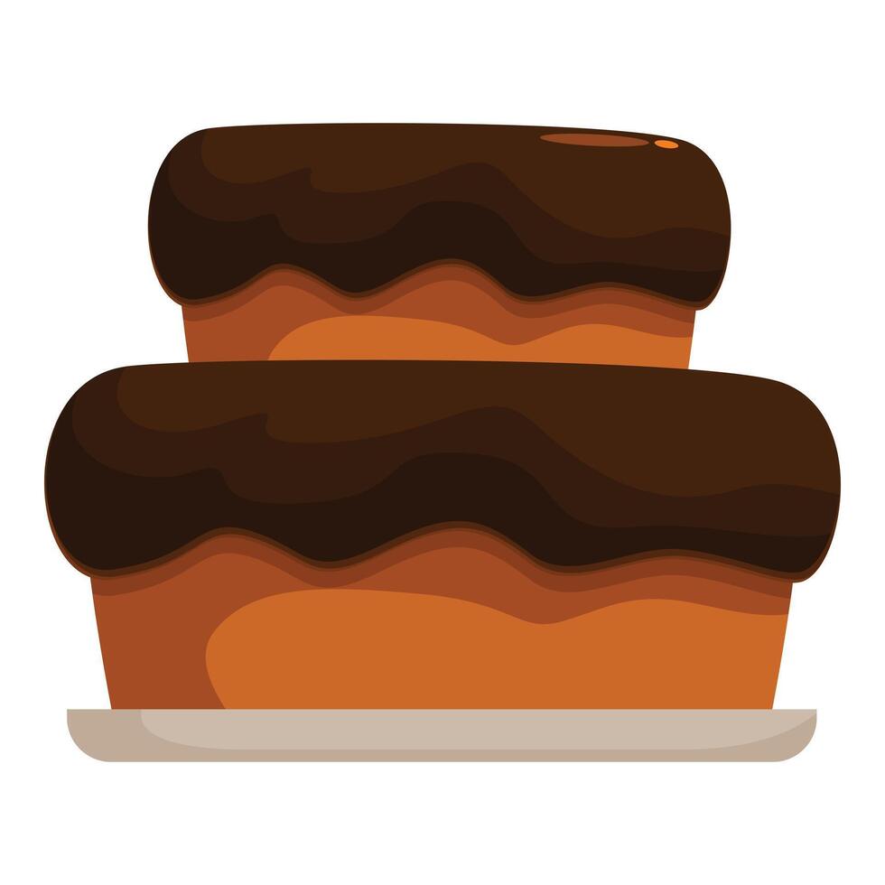Two tier chocolate cake standing on a plate vector