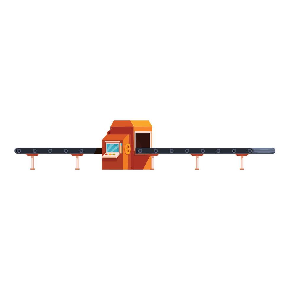 Automated industrial conveyor belt system transporting goods vector