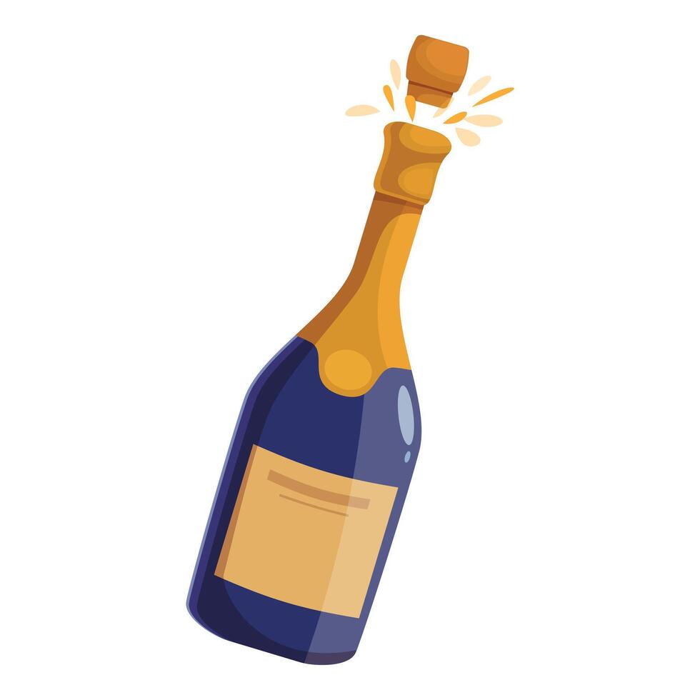Champagne bottle popping its cork with golden bubbles flowing out vector
