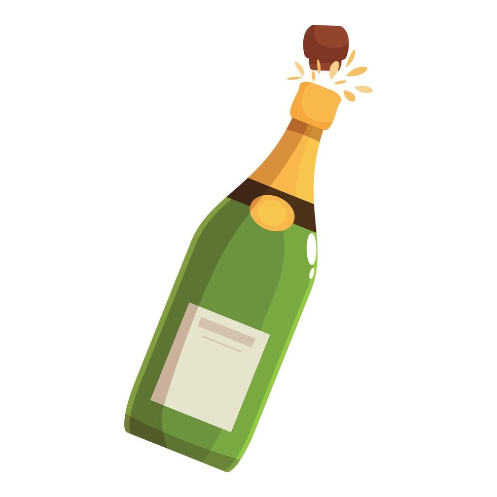 Champagne bottle popping its cork with golden bubbles flying vector