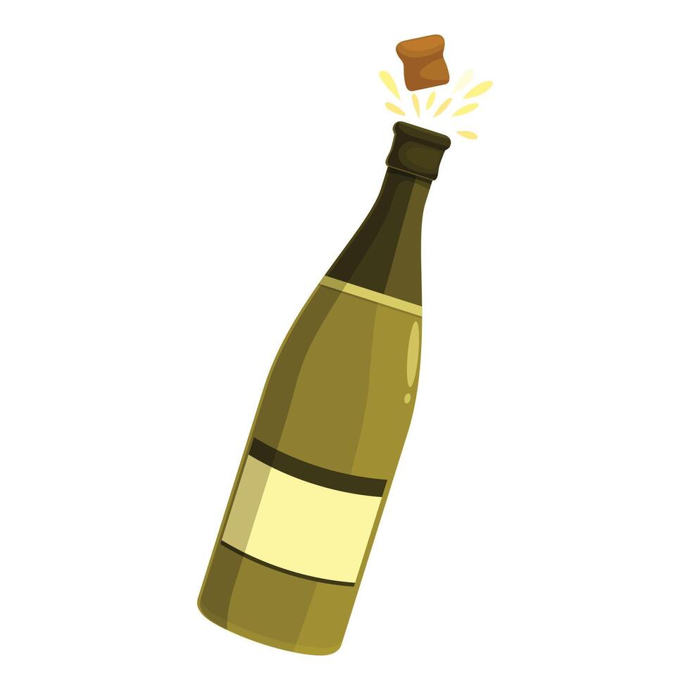Champagne bottle popping its cork with sparkles coming out, celebrating event vector