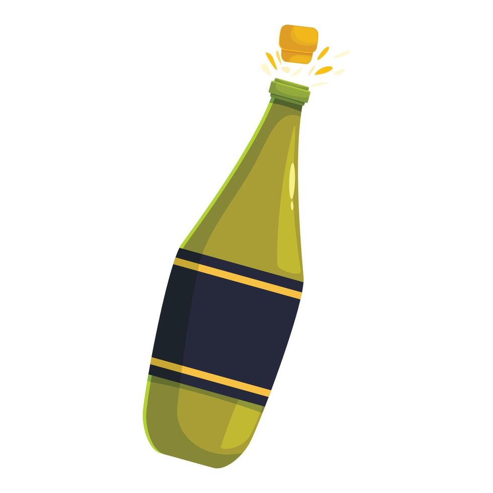 Green bottle of champagne popping its cork with golden bubbles vector
