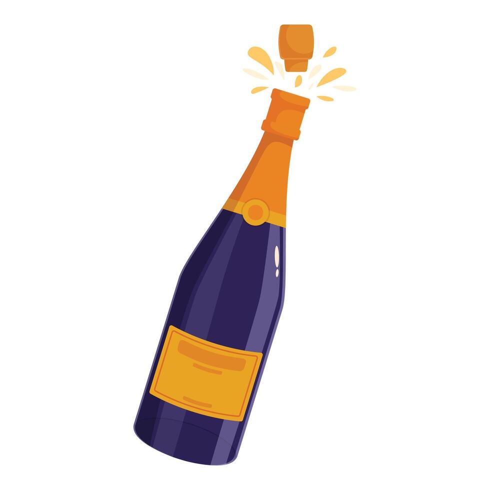 Champagne bottle popping its cork with golden bubbles exploding vector