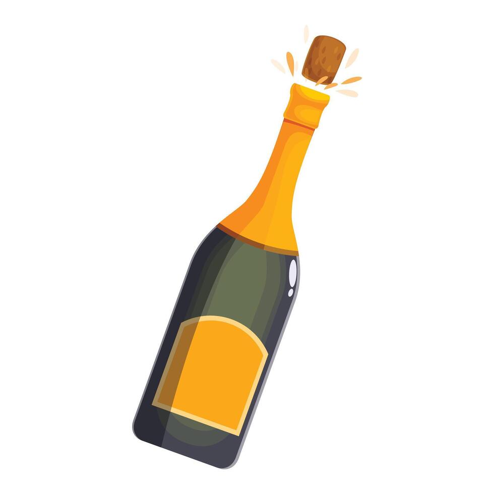 Champagne bottle popping cork with golden label celebrating success vector